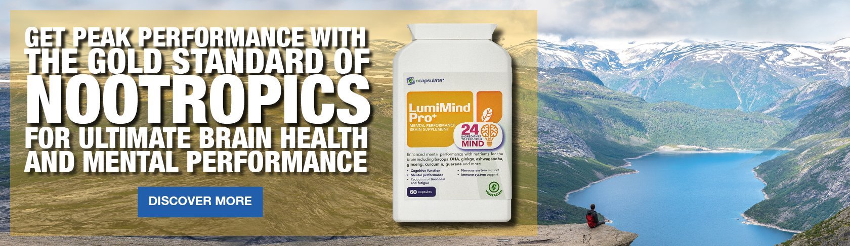 ncapsulate® Premium Health Supplements - LumiMind Pro+ Brain Supplement Nootropics Banner