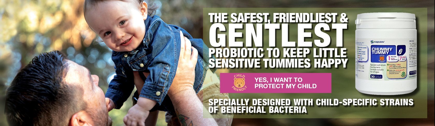 ncapsulate® Premium Health Supplements - Chummy Tummy Probiotic Supplement Banner